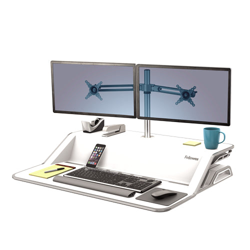 Fellowes Lotus – Monitorhalterung, 2 Monitore – bis 26", 5,8 kg, silber metallic