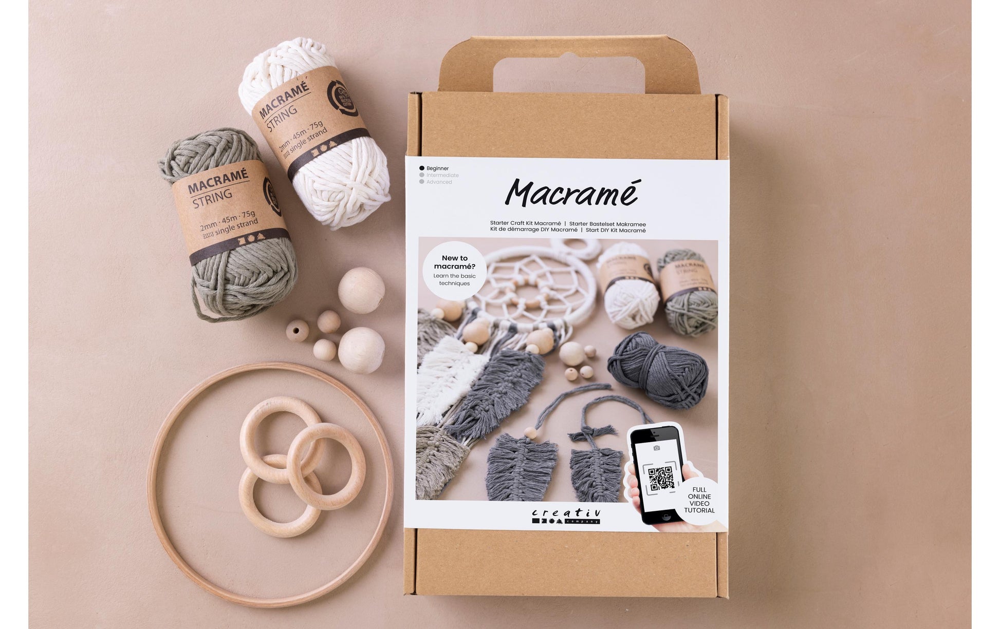 Creativ Company Makramee-Set – 7-teilig, Garn, Mehrfarbig