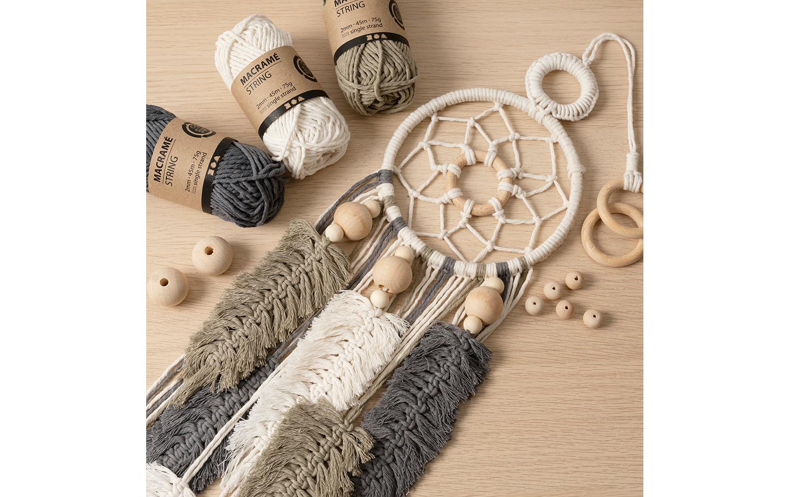 Creativ Company Makramee-Set – 7-teilig, Garn, Mehrfarbig