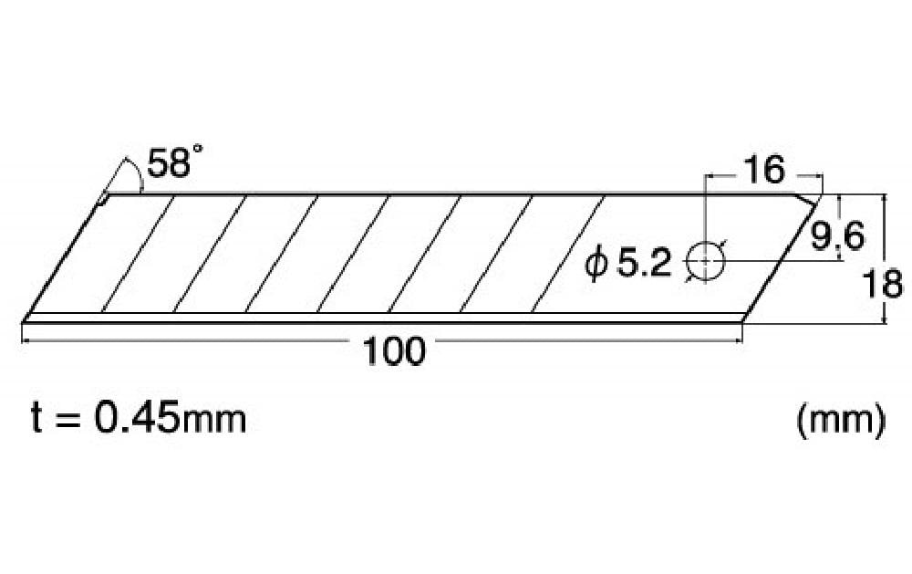 NT Cutter Ersatzklingen BL1P 18 × 100 mm, 0,45 mm – 10 Stk. – Spender, 7 Segmente – Edelstahl