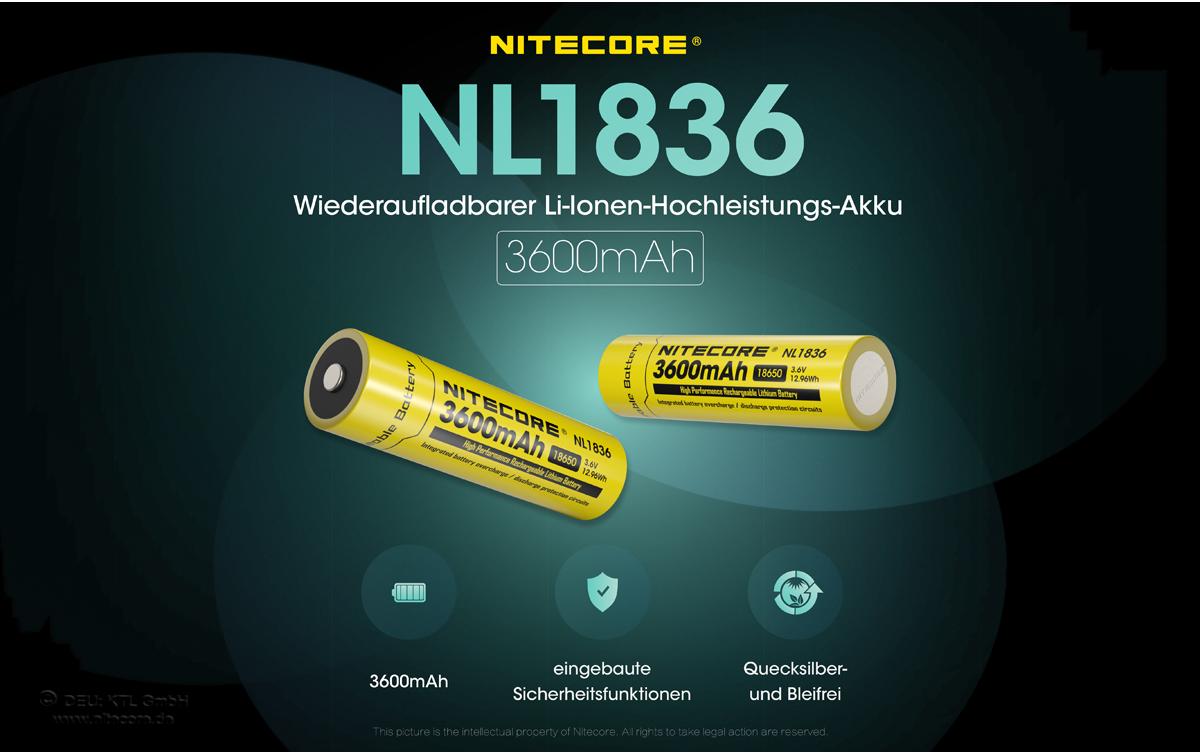Nitecore 18650 Akku – Li-Ion, 3600 mAh, 3,6 V