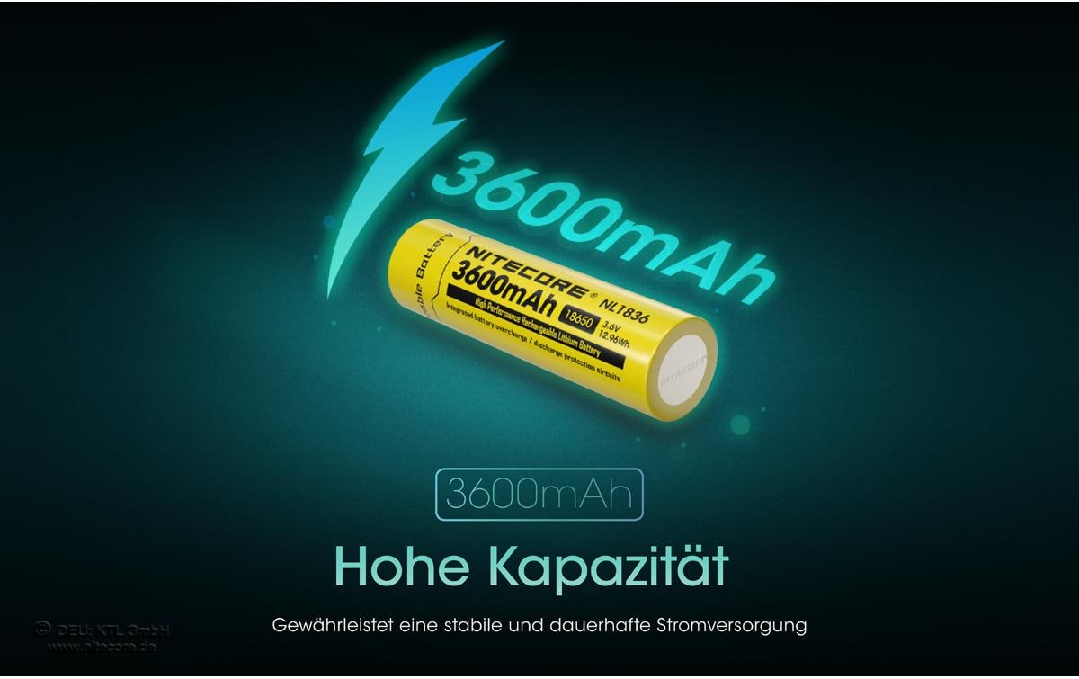 Nitecore 18650 Akku – Li-Ion, 3600 mAh, 3,6 V