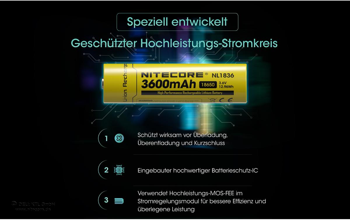 Nitecore 18650 Akku – Li-Ion, 3600 mAh, 3,6 V