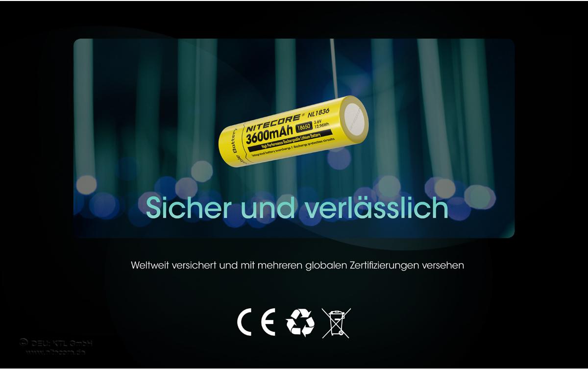 Nitecore 18650 Akku – Li-Ion, 3600 mAh, 3,6 V