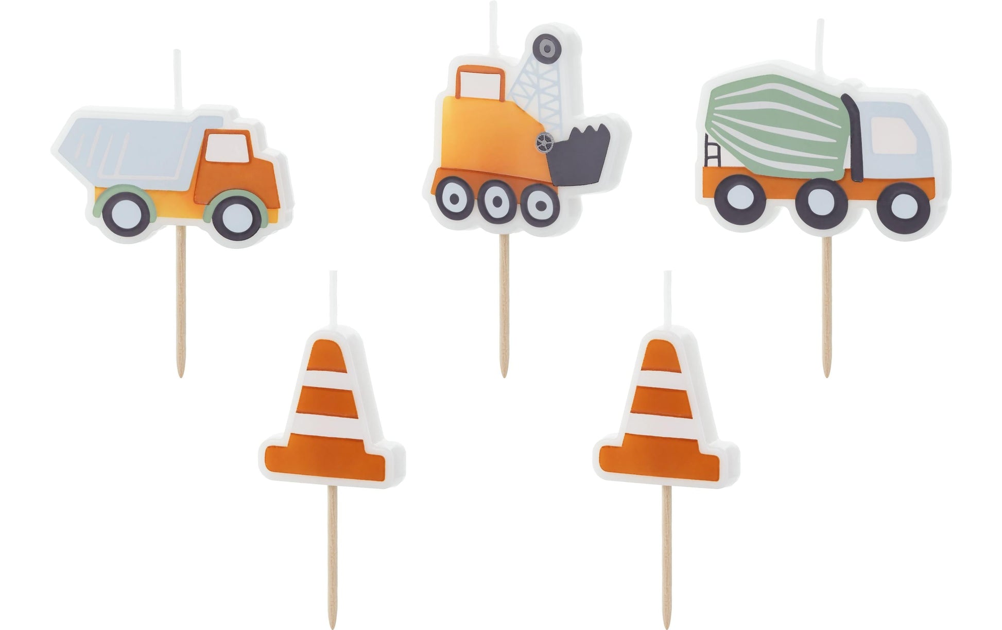 PartyDeco Geburtstagskerzen Fahrzeuge – mehrfarbig – 3–4,5 cm – 5 Stk