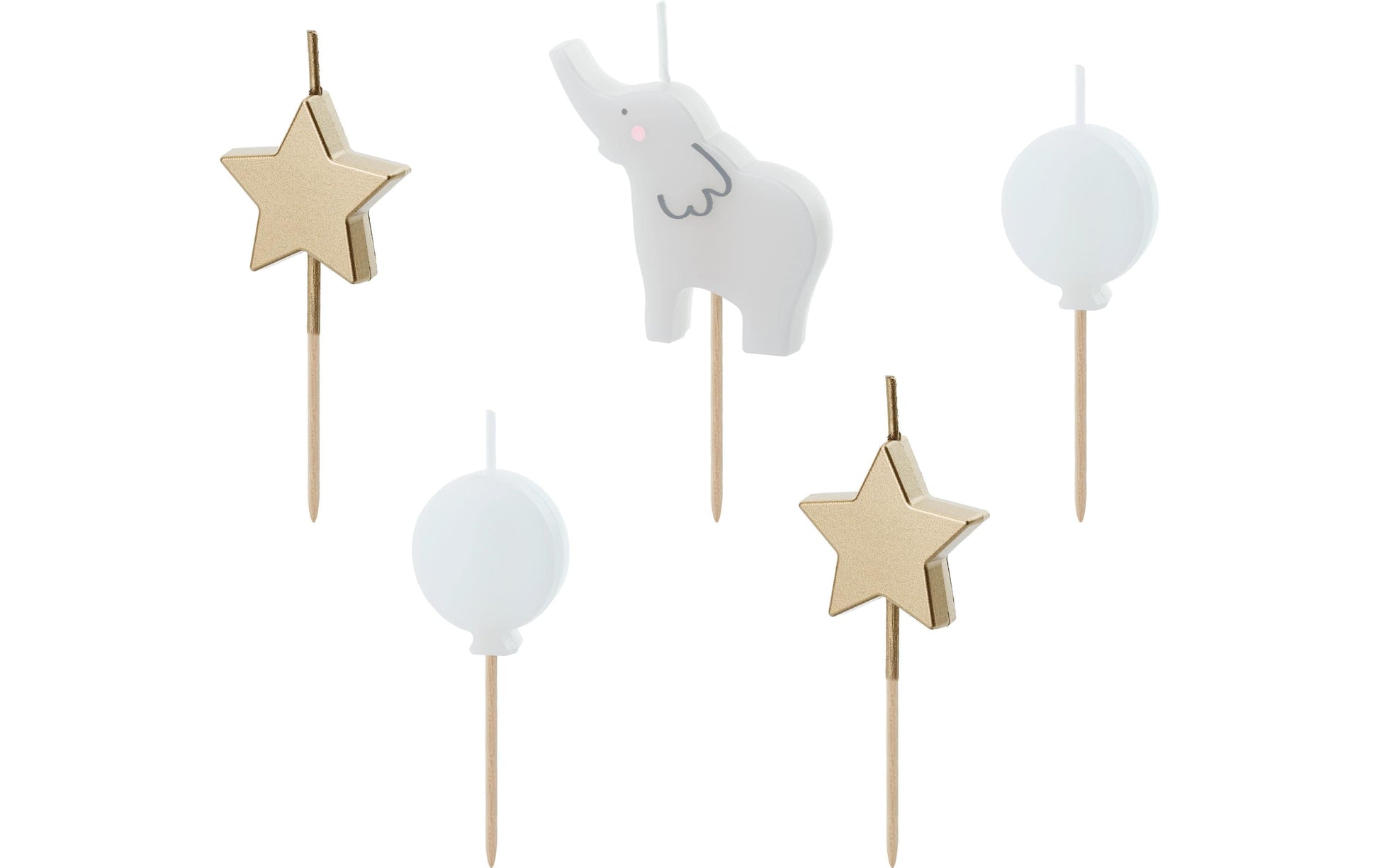 PartyDeco Geburtstagskerzen Elefant – mehrfarbig – 50 mm – 5 Stk