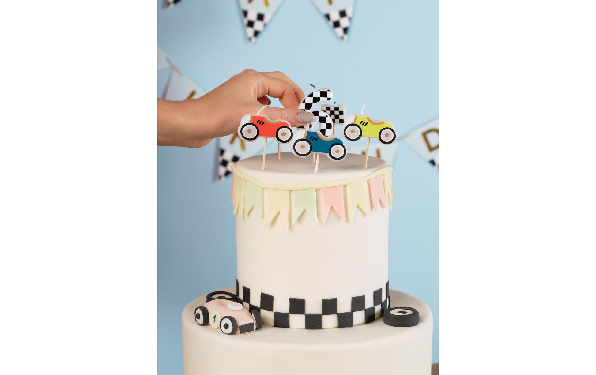 PartyDeco Geburtstagskerzen Autos – Mehrfarbig – 3 cm – 5 Stk