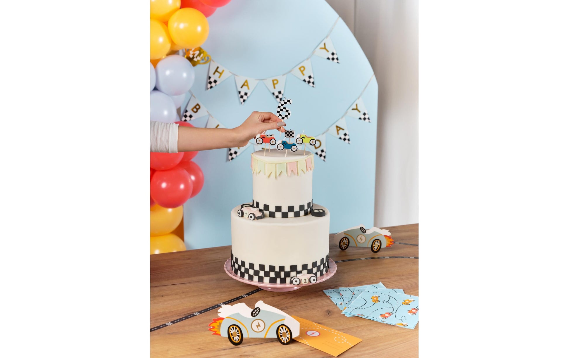PartyDeco Geburtstagskerzen Autos – Mehrfarbig – 3 cm – 5 Stk
