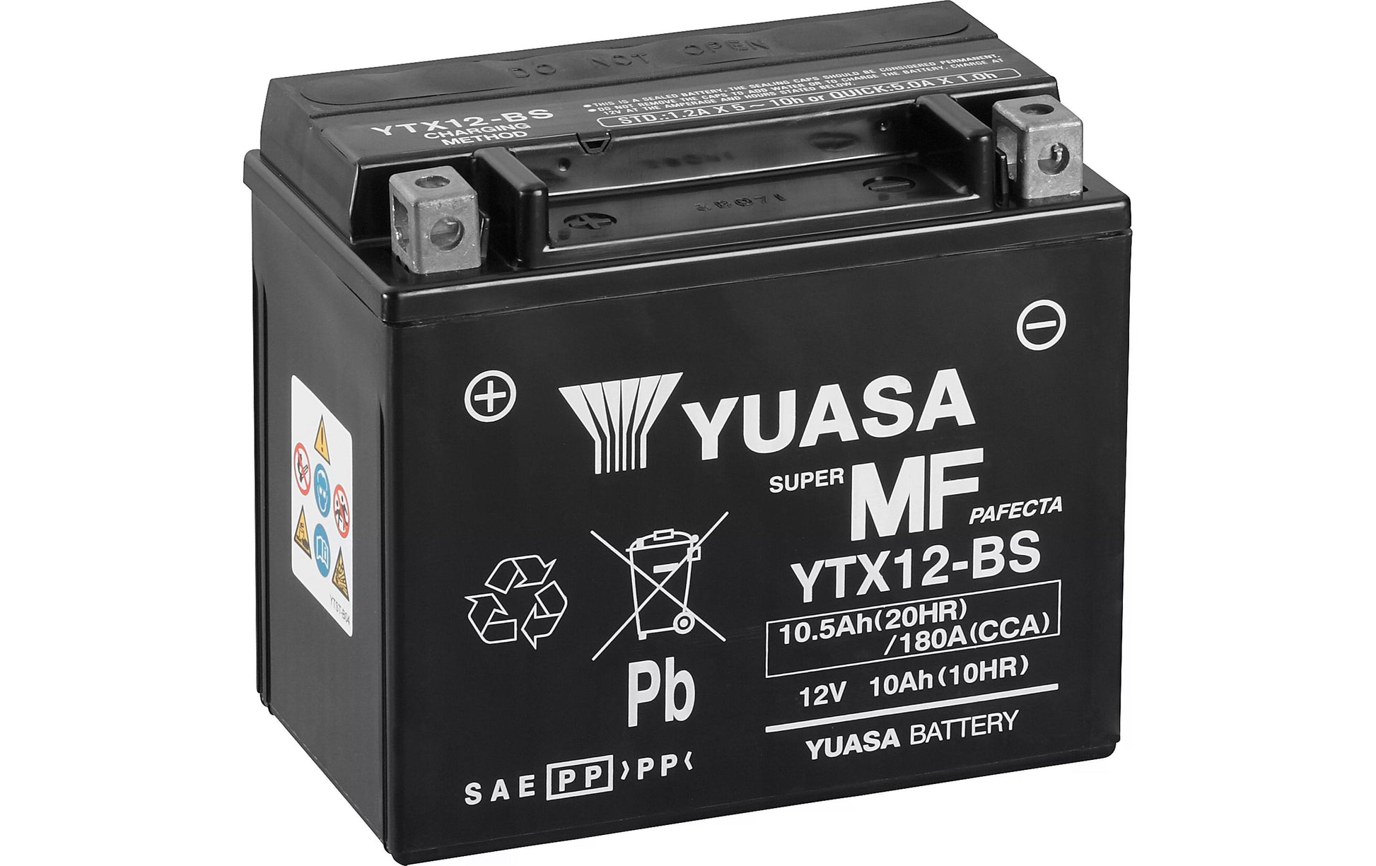 Yuasa YTX12-BS Ersatzakku – Blei (VRLA), 10500 mAh, 12 V – für Motorrad