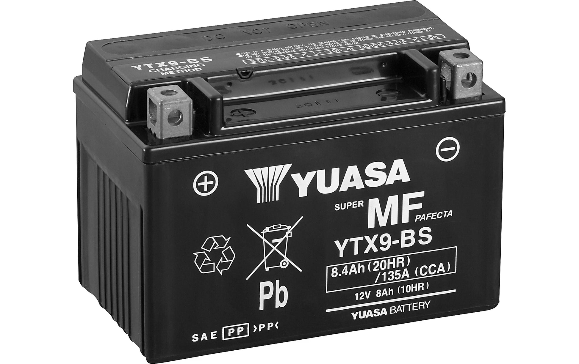 Yuasa YTX9-BS AGM-Batterie – für Motorrad – 12 V, 8,4 Ah, 135 A