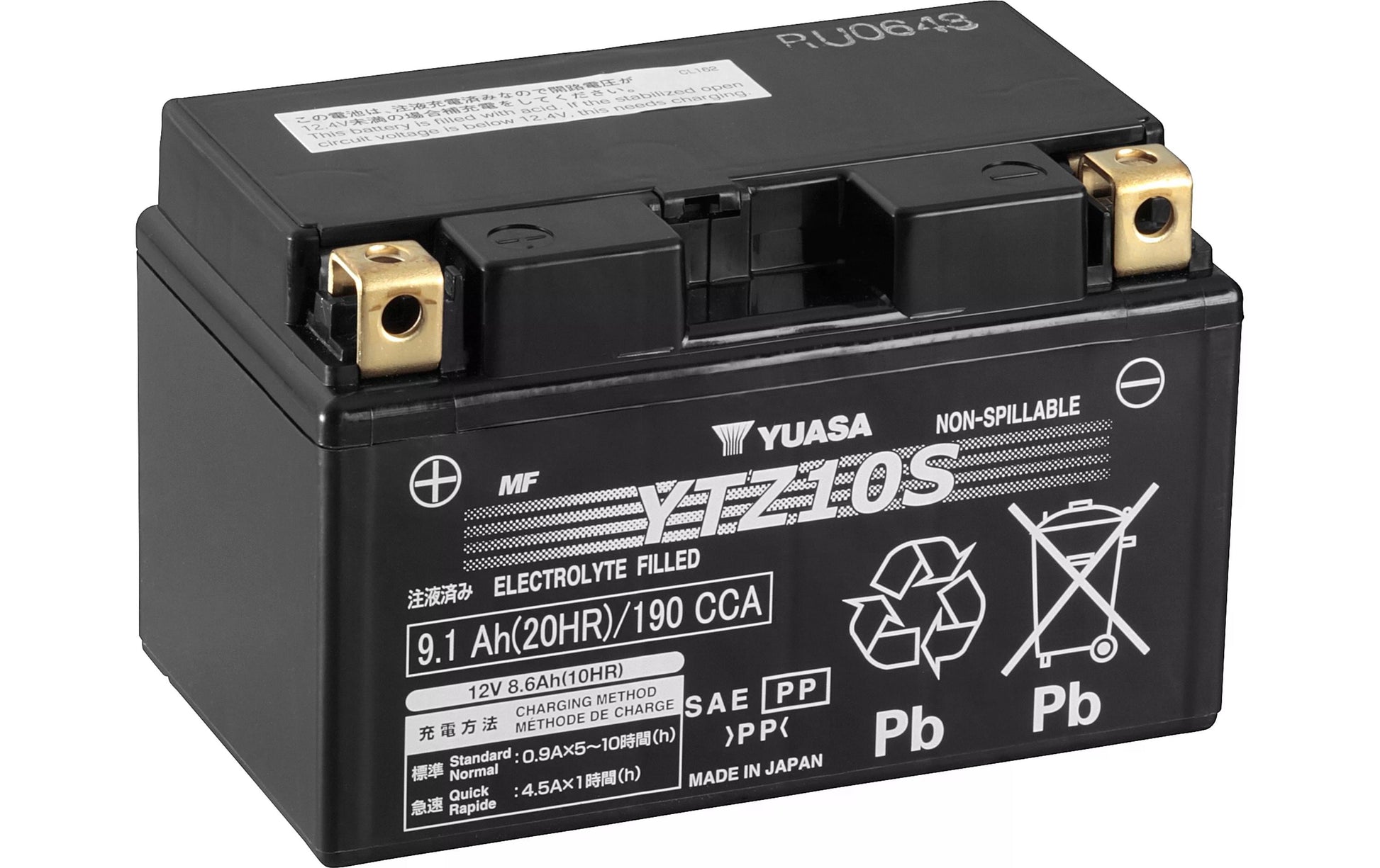 Yuasa Akku – 109,2 Wh, 12 V, Blei (VRLA), für Motorrad
