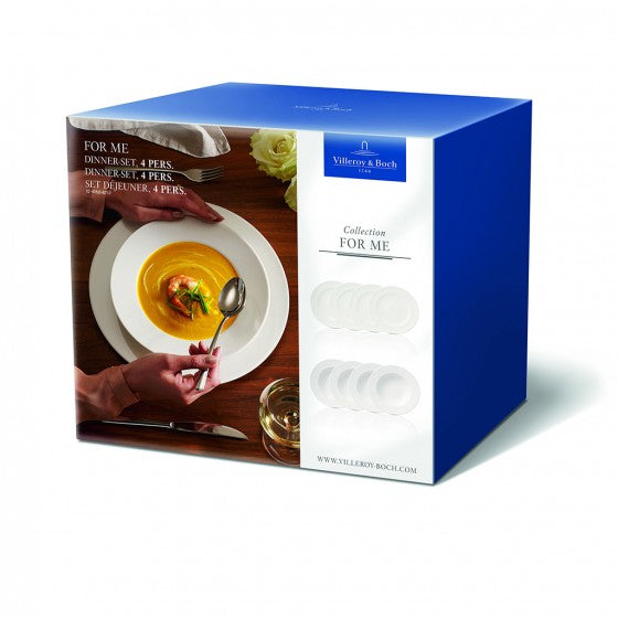 Villeroy & Boch For Me Teller – Porzellan, weiss, rund, 8-teilig