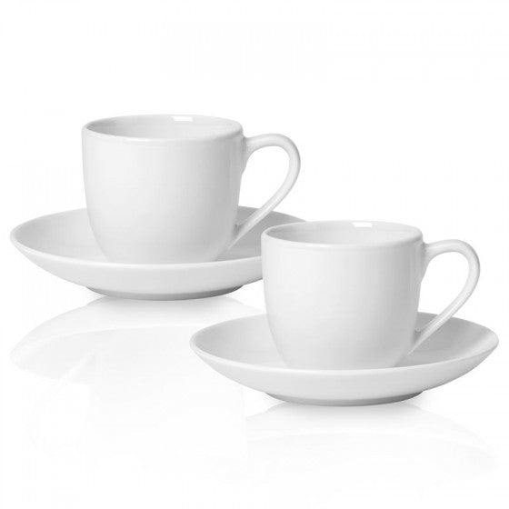 Villeroy & Boch Espressotasse For Me – 2er Set, 100 ml, Porzellan, Weiss, mit Unterteller, spülmaschinenfest
