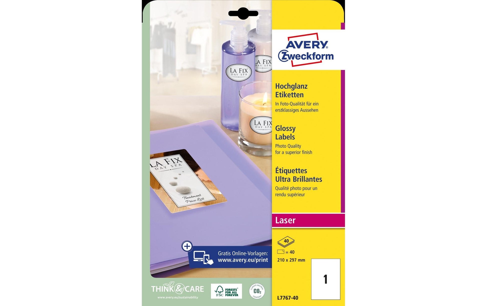 Avery Zweckform – Druckeretiketten, 210 mm × 297 mm, weiss, Papier, permanent, 40 Blatt