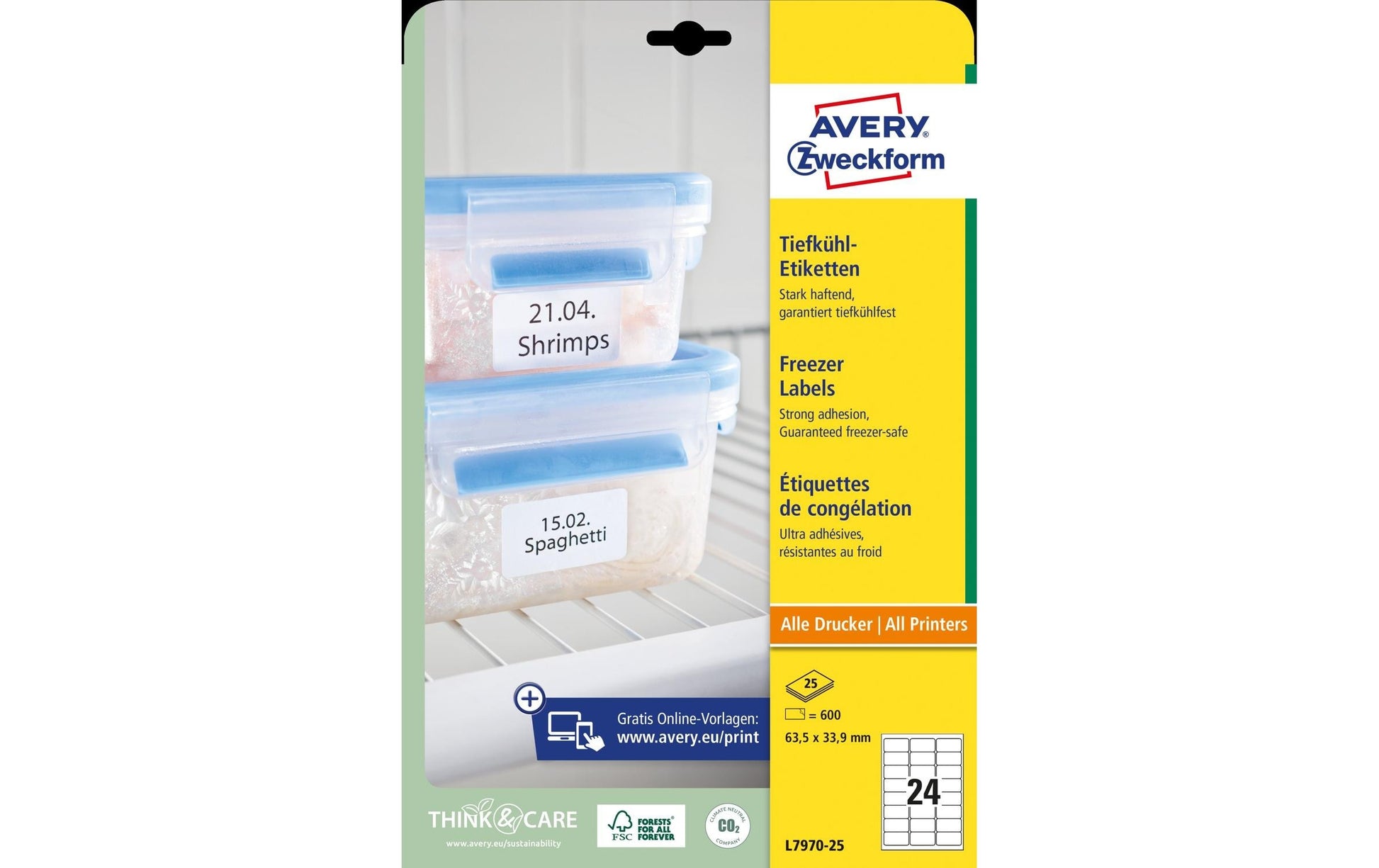 Avery Drucketiketten, 38,1 mm × 21,2 mm, weiss, Papier, permanent, 25 Blatt