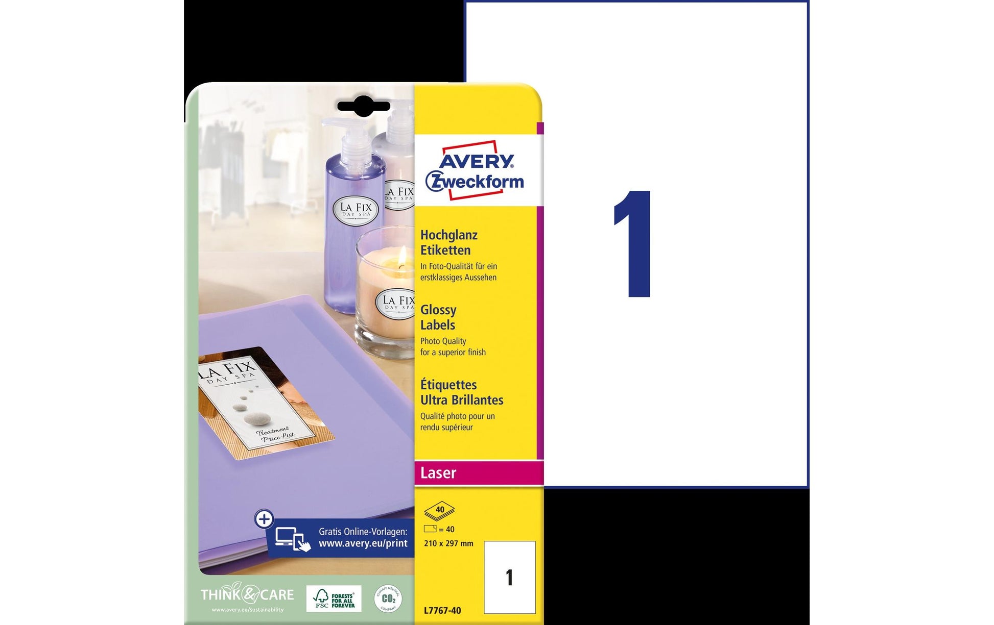 Avery Zweckform – Druckeretiketten, 210 mm × 297 mm, weiss, Papier, permanent, 40 Blatt