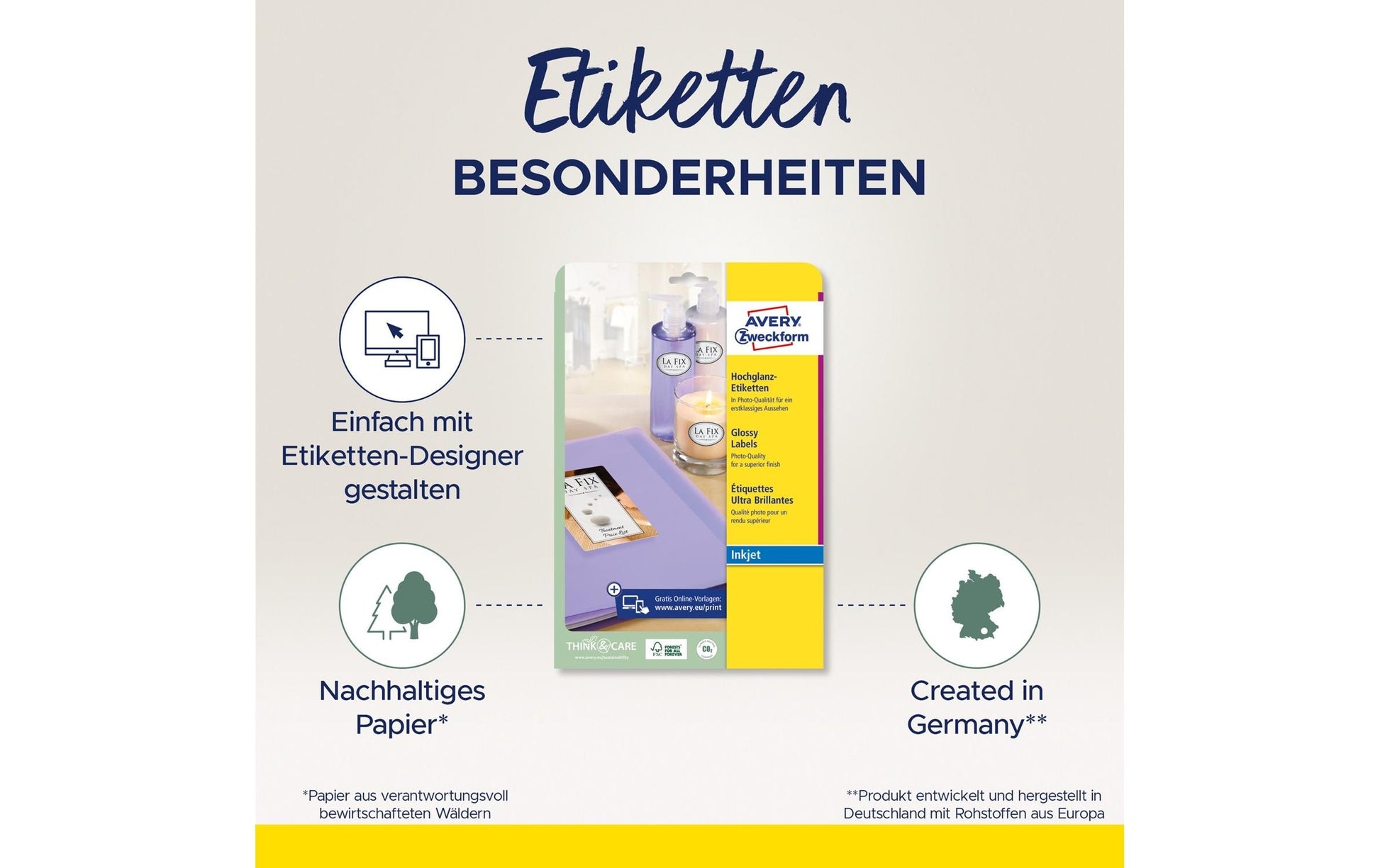 Avery Zweckform – Druckeretiketten, 210 mm × 297 mm, weiss, Papier, permanent, 40 Blatt