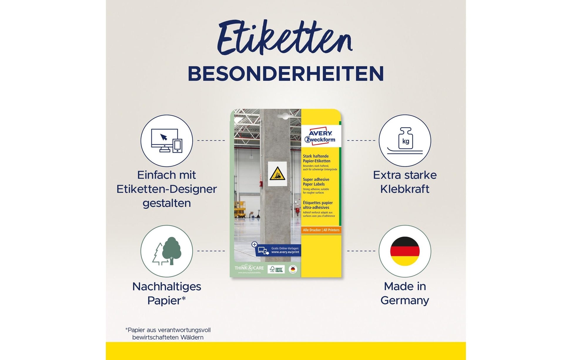 Avery L7875-20 – Etiketten A4 105 × 48 mm – Papier – permanent haftend – Laser/Inkjet – 12 pro Blatt, 20 Blätter
