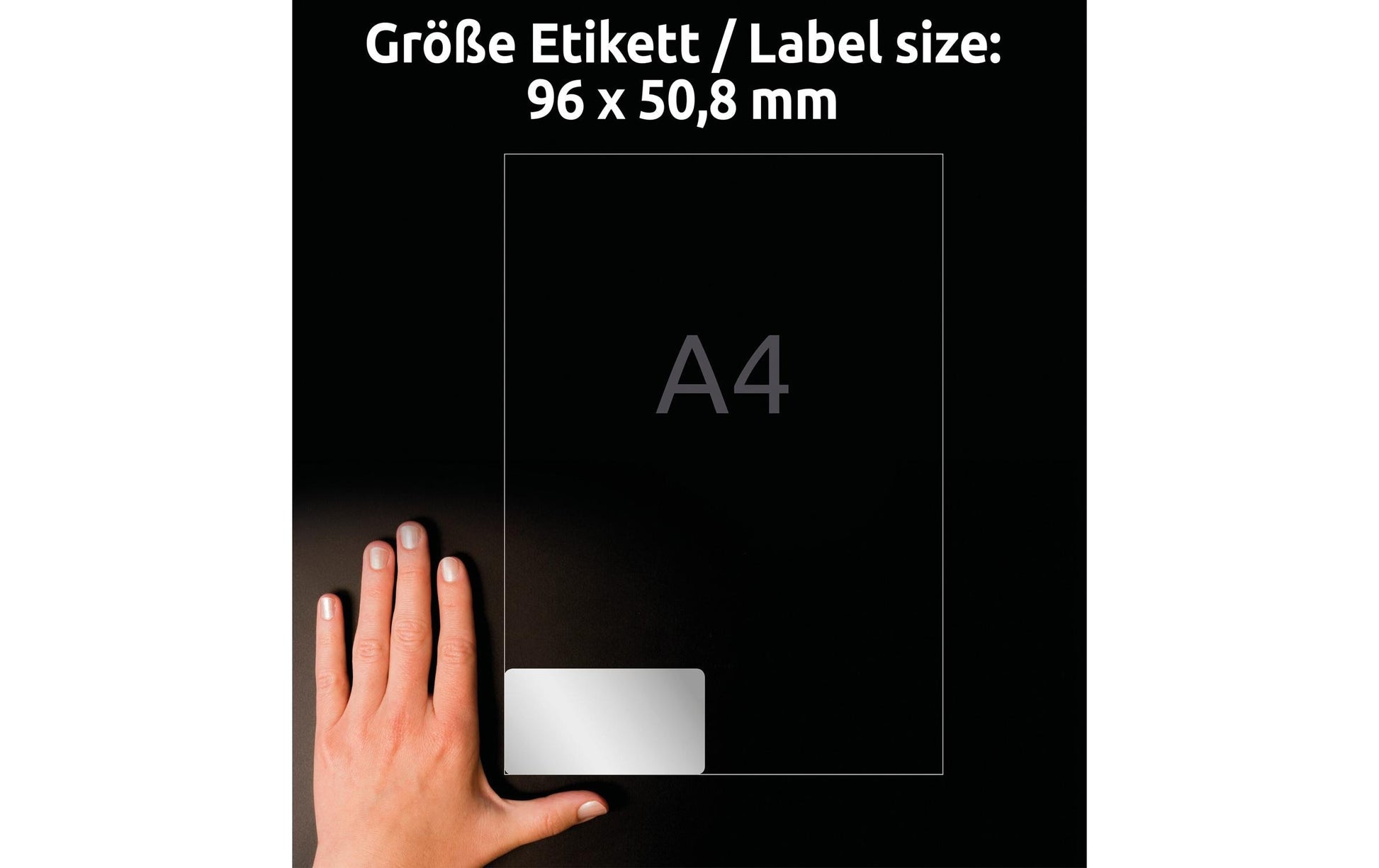 Avery Typenschild-Etiketten, 96 mm × 51 mm, silber, Folie, permanent, 200 Etiketten (20 Blatt)