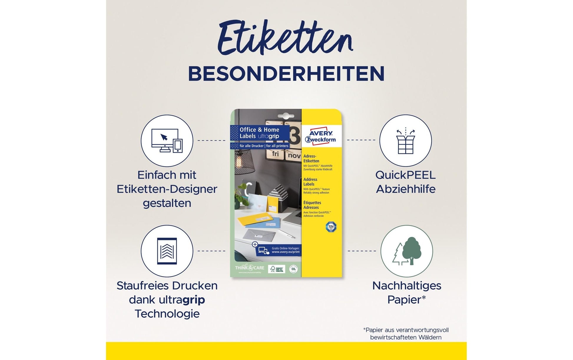Avery Adressetiketten, 63,5 mm × 38,1 mm, weiss, Papier, permanent, 10 Blätter (210 Etiketten)