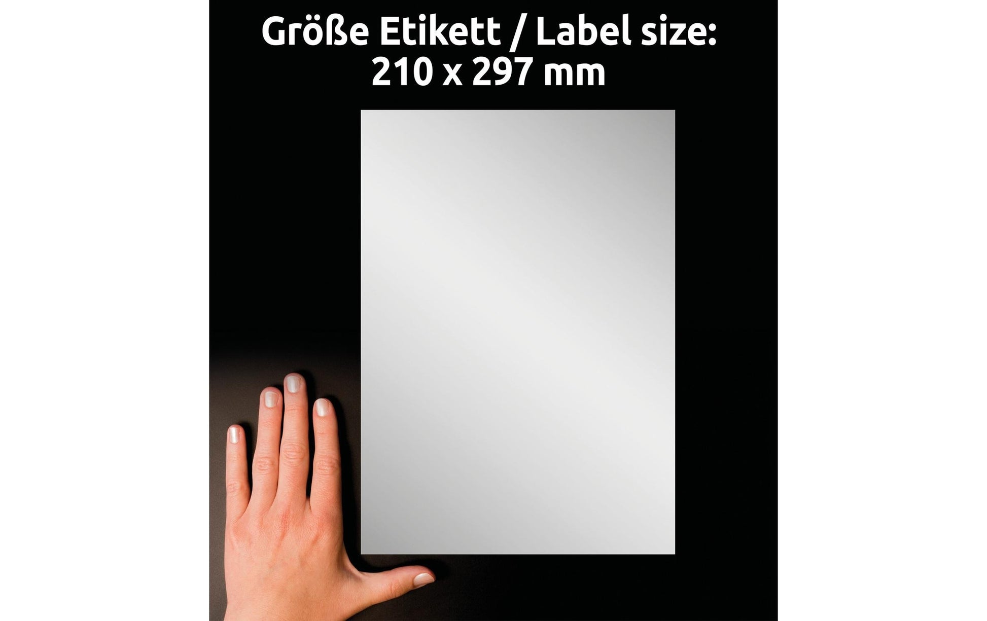 Avery Typenschild-Etiketten, 210 mm × 297 mm, silber, Folie, permanent, 20 Blätter