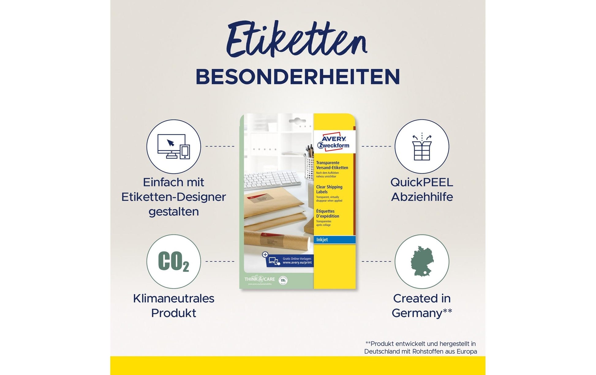 Avery Drucketiketten, 210 mm × 297 mm, transparent, Folie, permanent, 25 Blätter