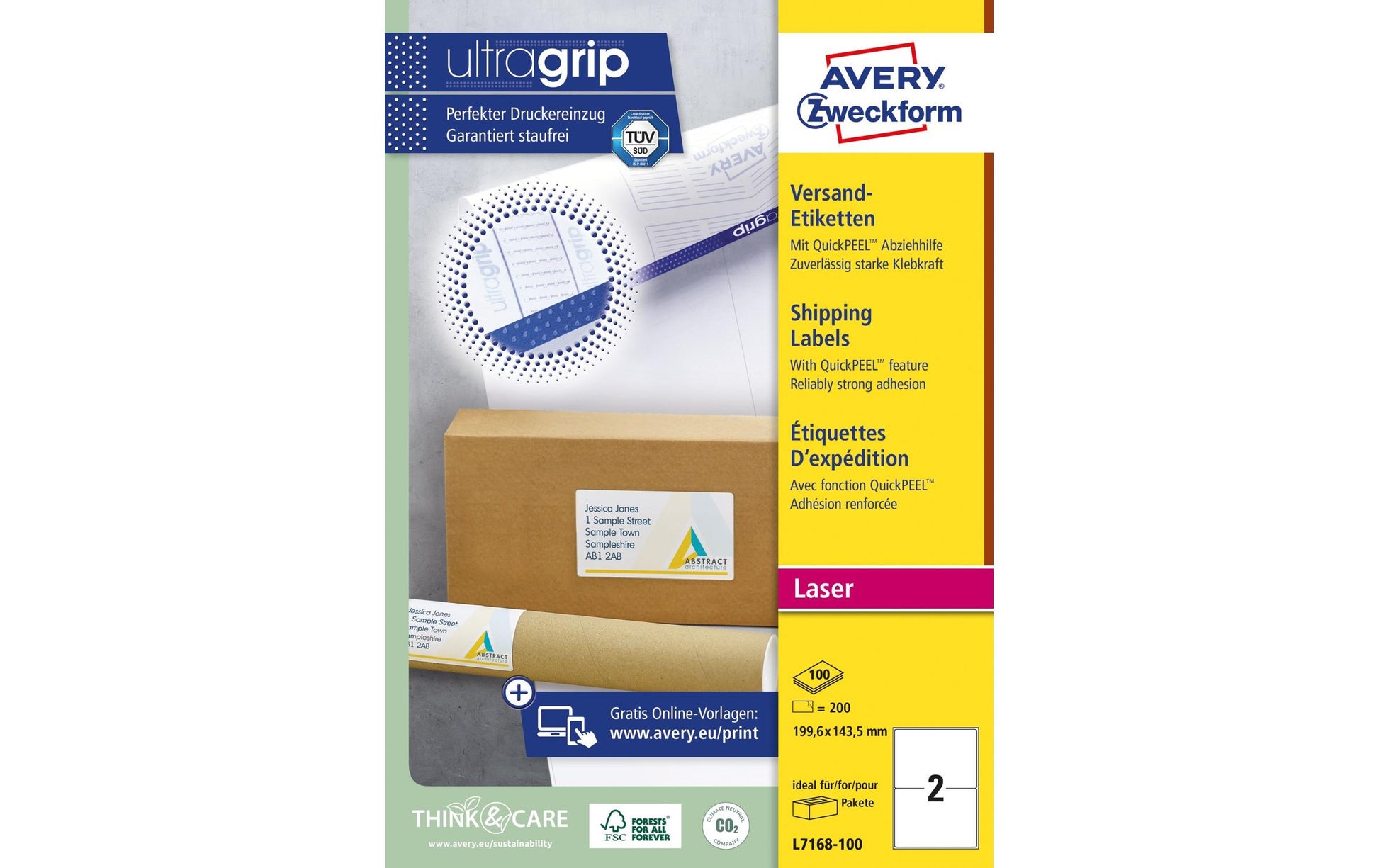 AVERY Zweckform – Versand-Etiketten, 143 mm × 200 mm, weiss, Papier, Permanent