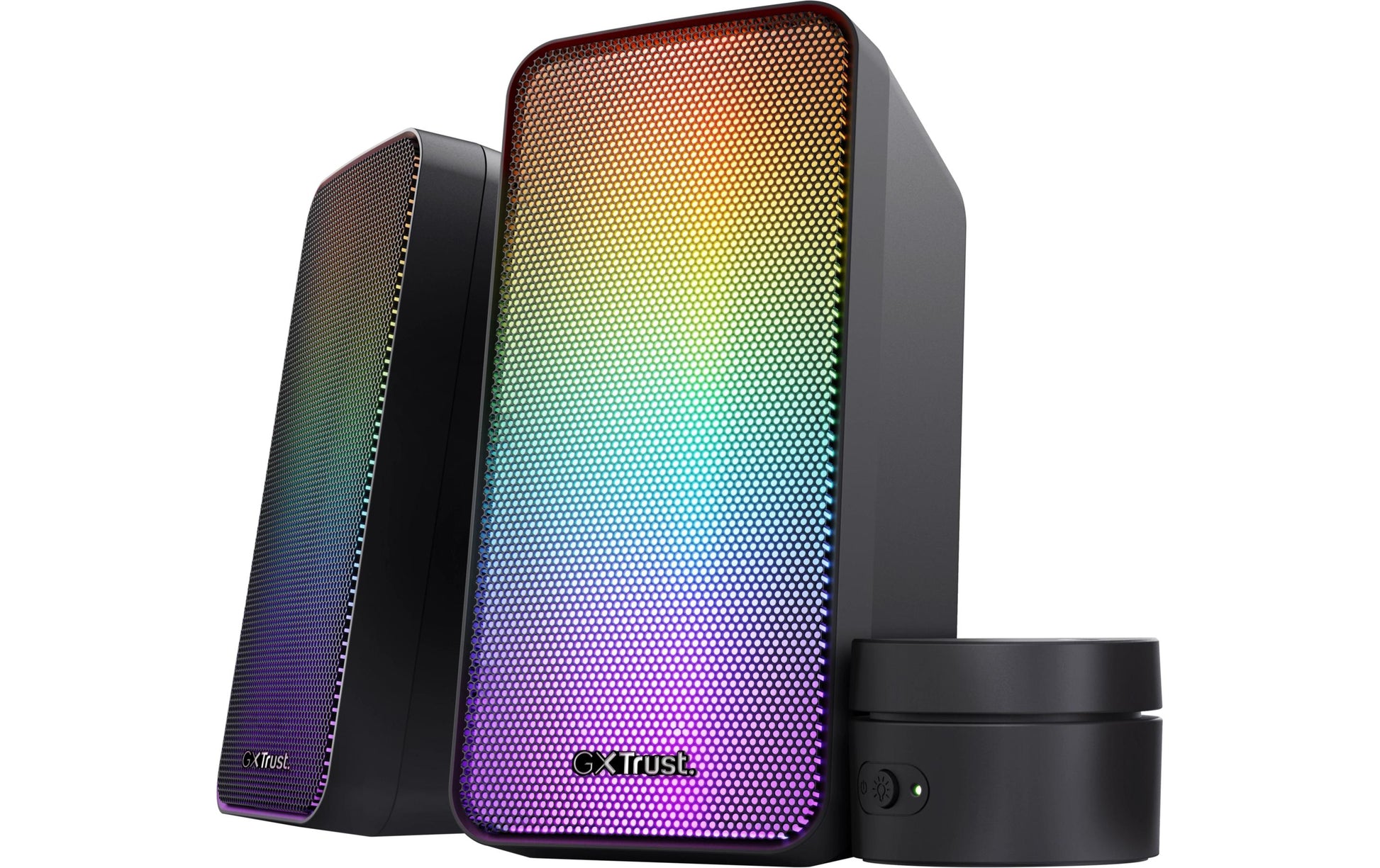 Trust GXT 611 Wezz, Paar – PC-Lautsprecher-Set – 2.0, 12 W, LED-Beleuchtung, 3,5 mm Klinke, Schwarz