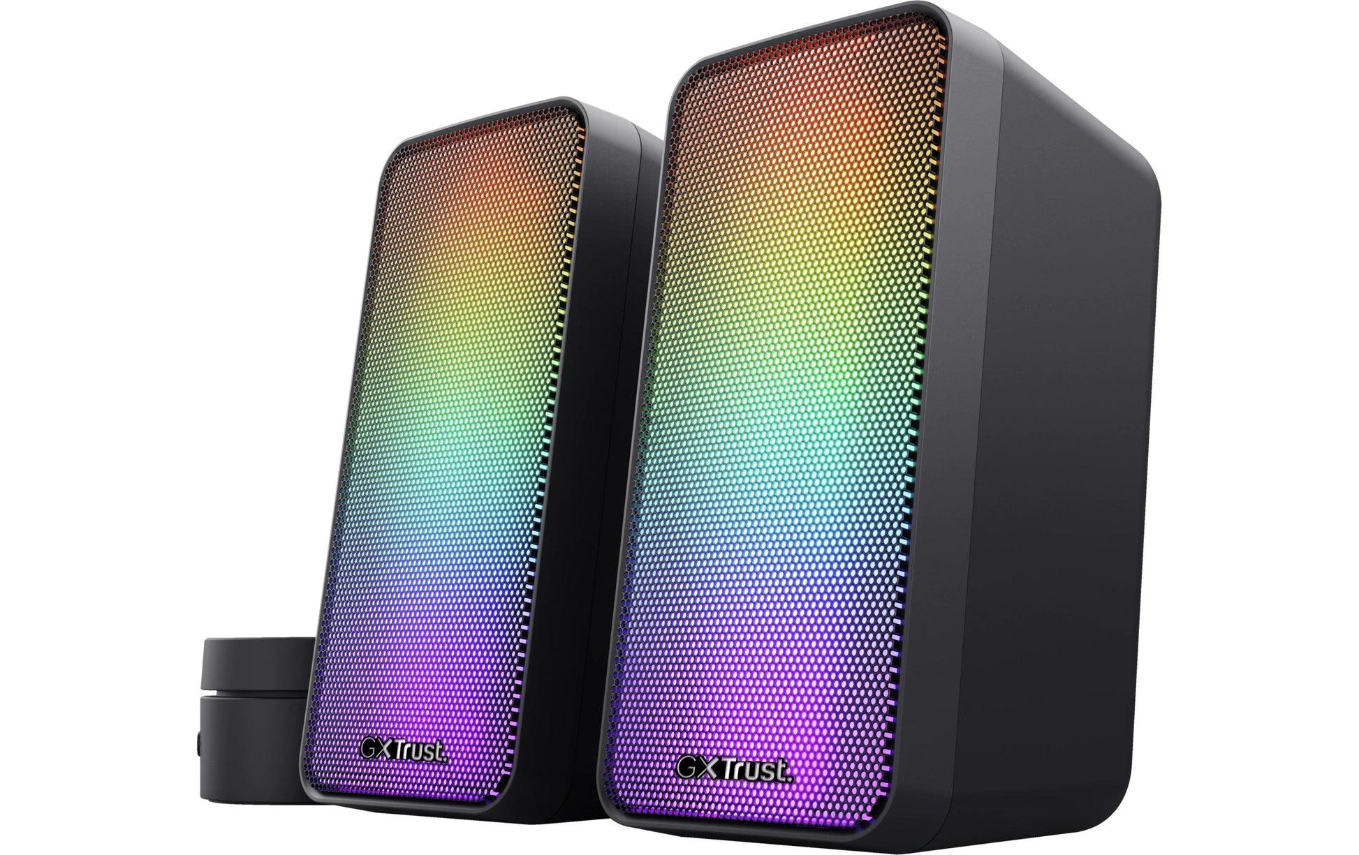 Trust GXT 611 Wezz, Paar – PC-Lautsprecher-Set – 2.0, 12 W, LED-Beleuchtung, 3,5 mm Klinke, Schwarz