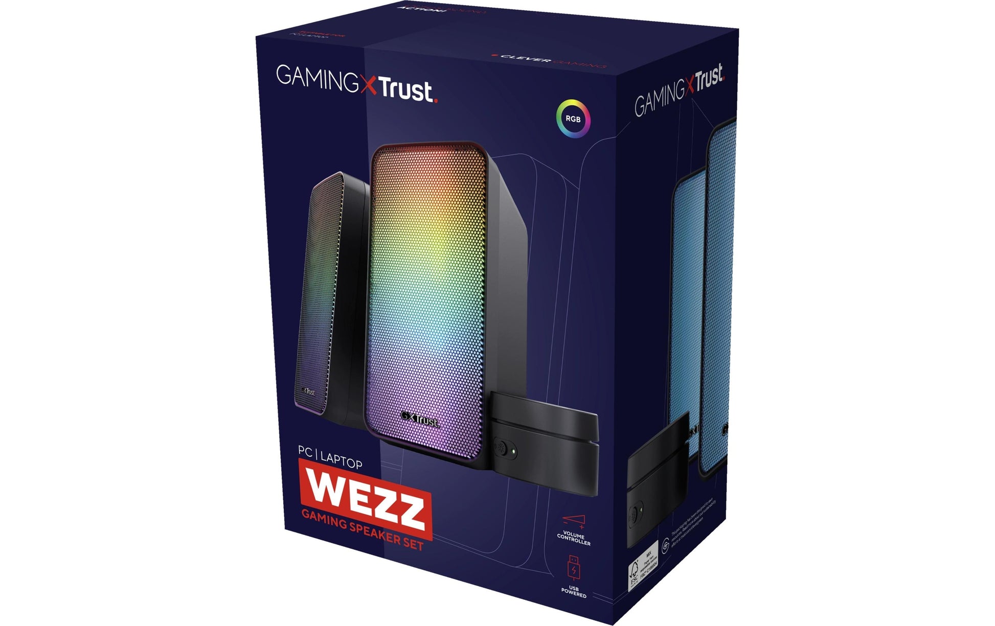 Trust GXT 611 Wezz, Paar – PC-Lautsprecher-Set – 2.0, 12 W, LED-Beleuchtung, 3,5 mm Klinke, Schwarz
