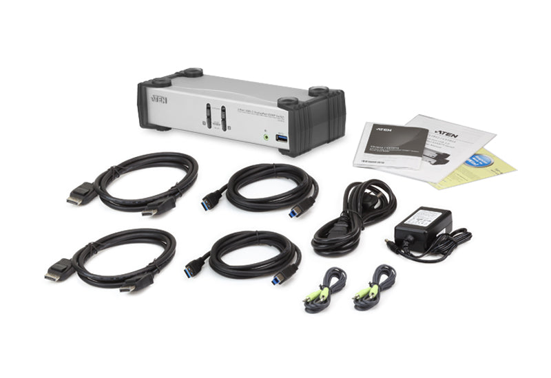 ATEN CS1912 – KVM-Switch 2×1, DisplayPort/USB 3.2 Gen 1/Audio, 4K (3840 × 2160), HDCP, Hot-Plug