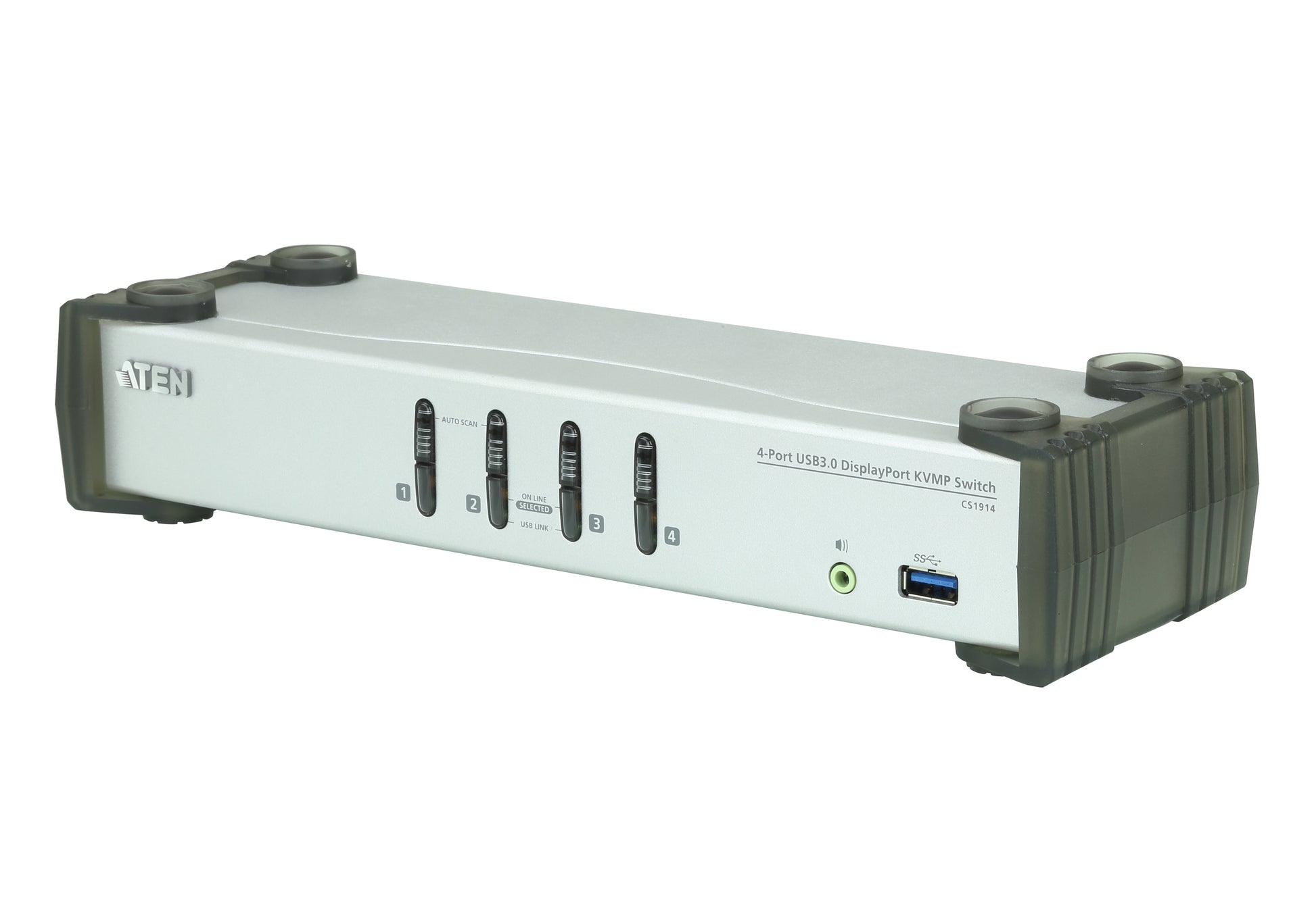 ATEN CS1914 – KVM-Switch, DisplayPort/USB 3.2 Gen 1/Audio, 4K (3840 × 2160), USB-Hub, HDCP, Hot-Plug, für Mac