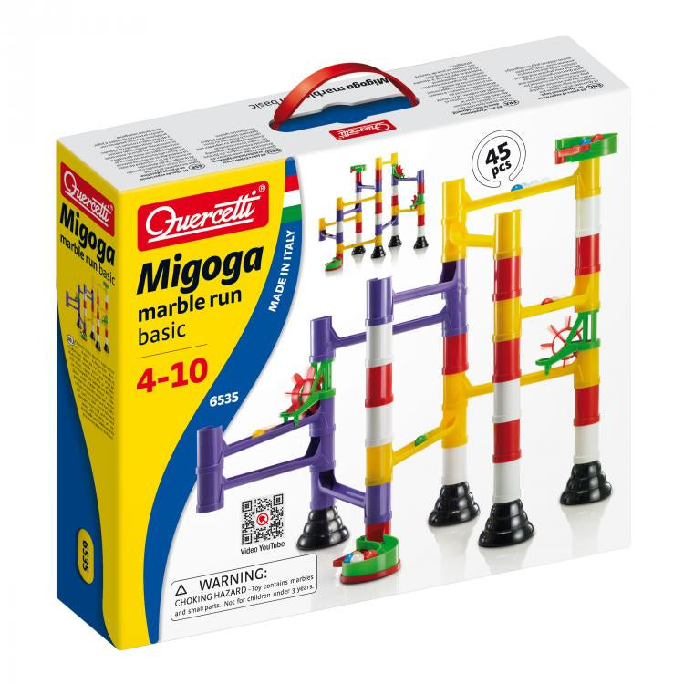 Quercetti Migoga Marble Run Basic Kugelbahn – 45-teilig – ab 4 Jahren – Kunststoff – mehrfarbig