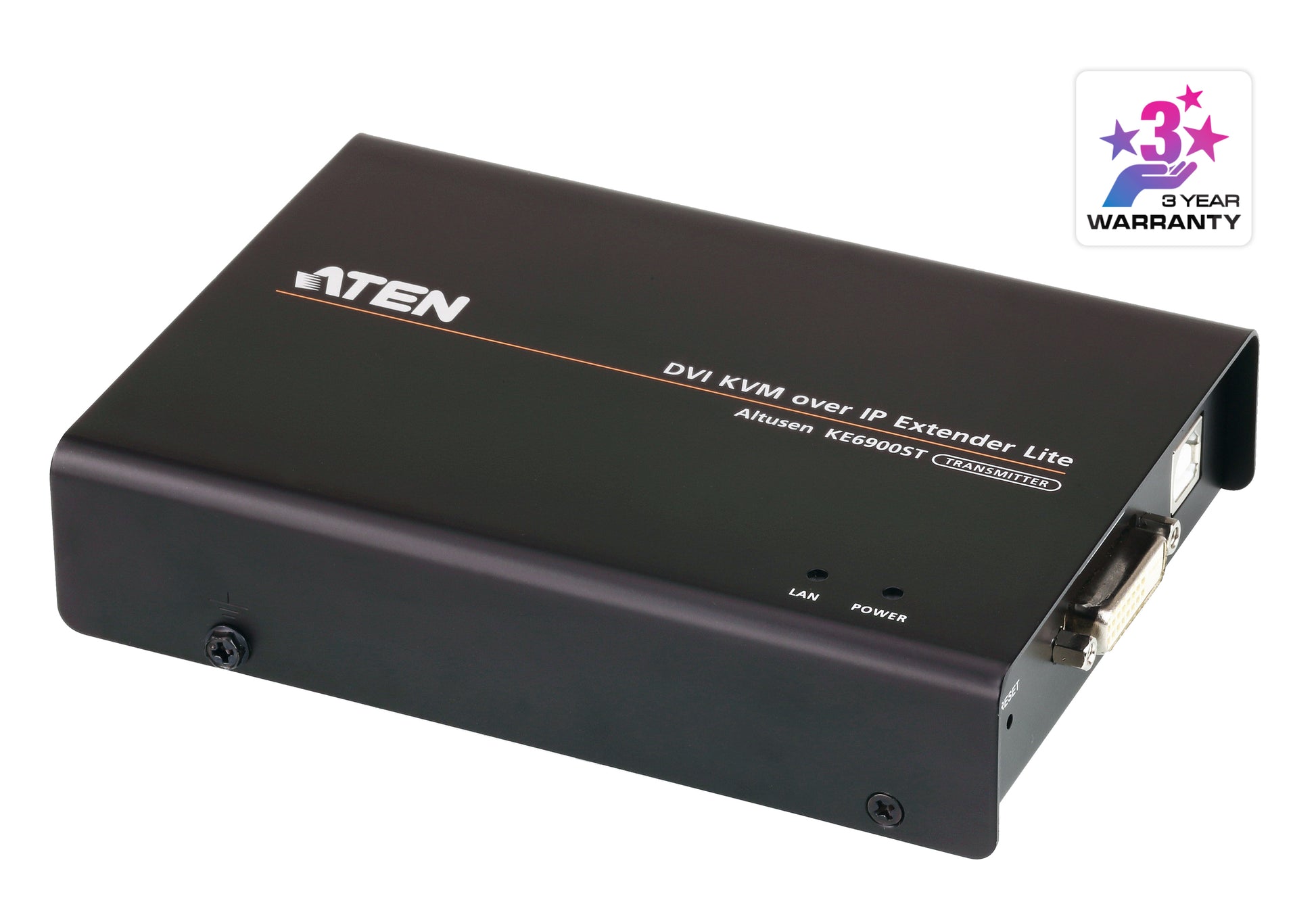ATEN KE6900ST – DVI KVM Transmitter, über IP, 1× DVI In, WUXGA@60 Hz, KVM, Virtual Media, USB-B, Schwarz