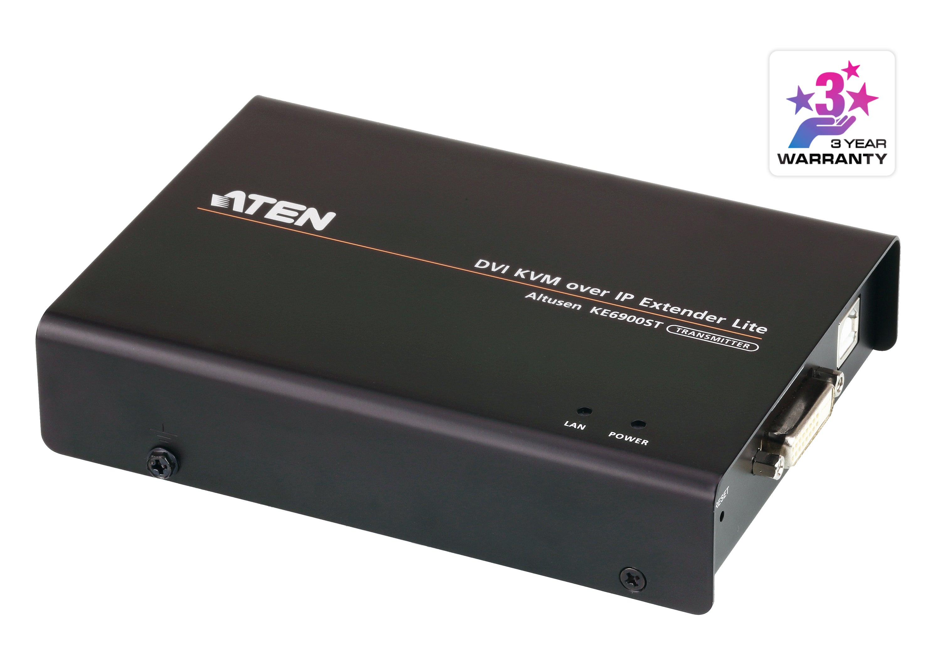 ATEN KE6900ST – DVI KVM Transmitter, über IP, 1× DVI In, WUXGA@60 Hz, KVM, Virtual Media, USB-B, Schwarz