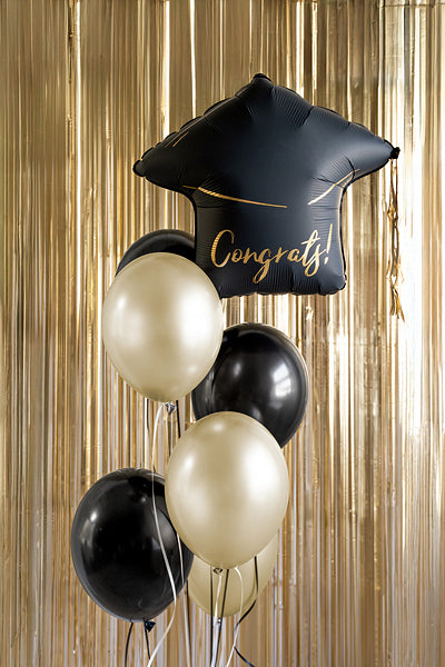 PartyDeco Folienballon Kappe – schwarz – 53 × 44 cm – 1 Stk