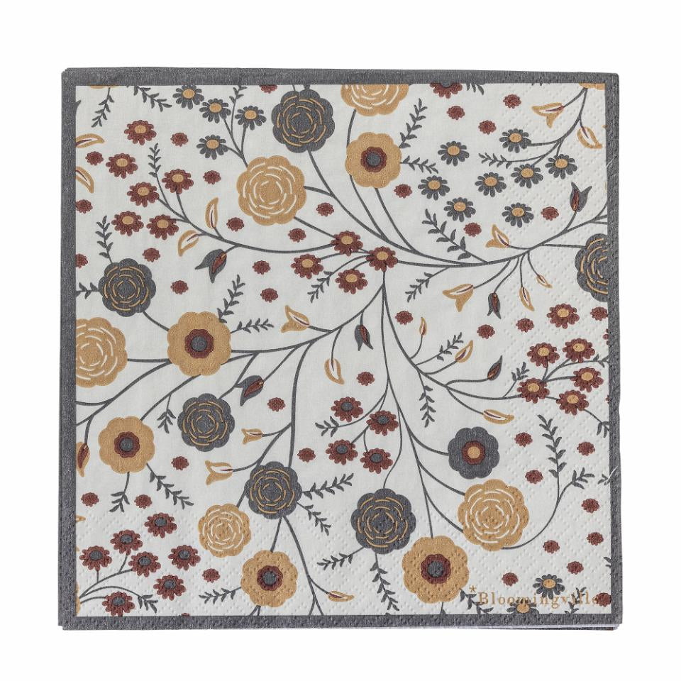 Bloomingville Servietten Eydis – mehrfarbig – 33 × 33 cm, 3-lagig – 20 Stück
