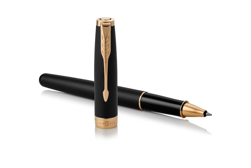 Parker Sonnet Mattschwarz Gold – Tintenroller, Schwarz, 1er Geschenkbox