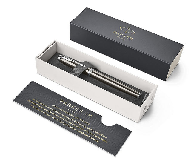 Parker IM Dark Espresso – Tintenroller, mit Kappe, 0,5 mm, schwarz, 1er Geschenkbox
