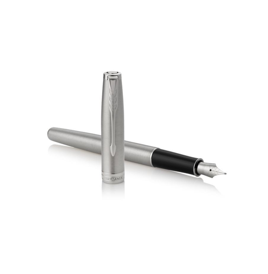 Parker Sonnet – Federspitze F – für Rechts- & Linkshänder – silber, blau – Patronen