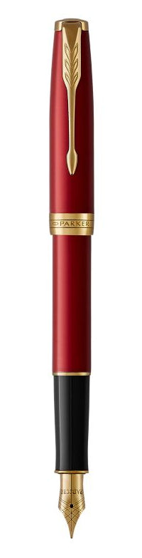 Parker SONNET Red Lacquer G.C. – Füllfederhalter, M, blau, rot lackiert, goldene Zierteile