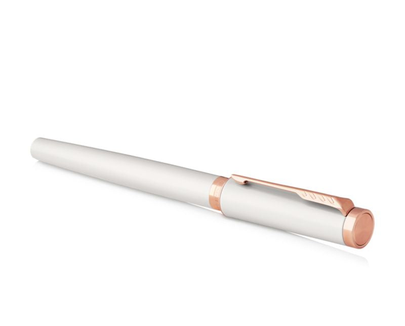 Parker Ingenuity Slim Perlweisser Hochglanzlack – Federspitze M – Schwarz