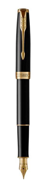 Parker Sonnet Schwarzer Lack, 18-kt-Goldfeder – Federspitze M – Schwarz