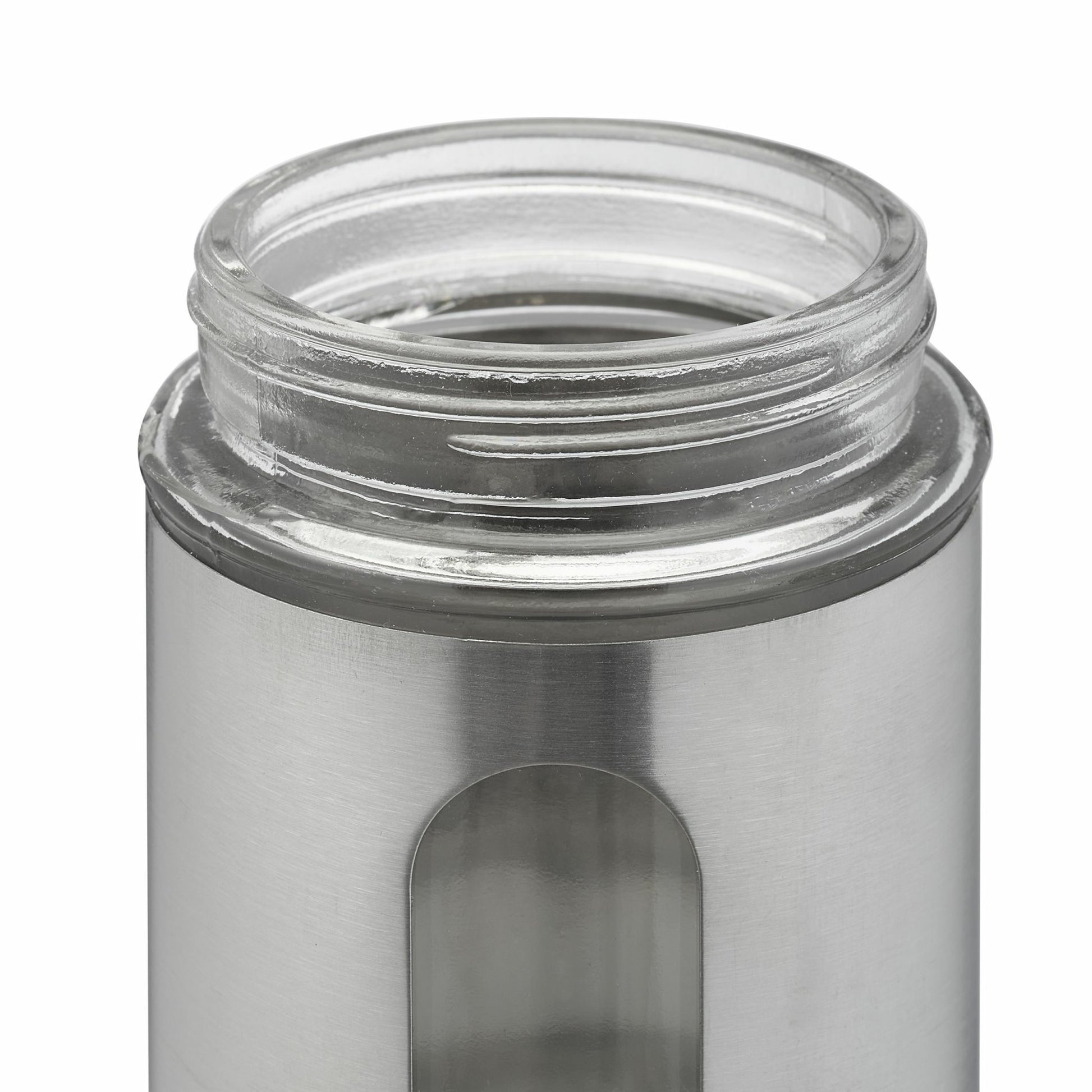 Relaxdays Streudose 290 ml, Ø 7 × 11 cm, Glas/Edelstahl, transparent/silber, 6 Stk.