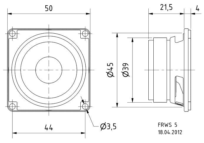 Visaton FRWS 5 – Breitbandtreiber – 8 Ω, 4 W, Rechteckig, Schwarz