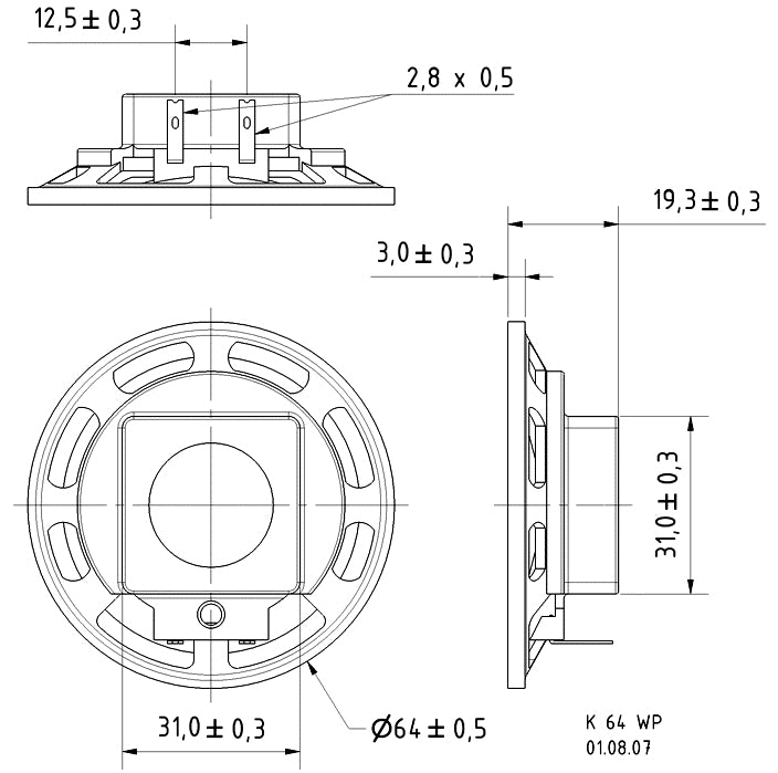 Visaton K 64 WP – Breitbandtreiber – 50 Ω, 2 W, Oval – Schwarz