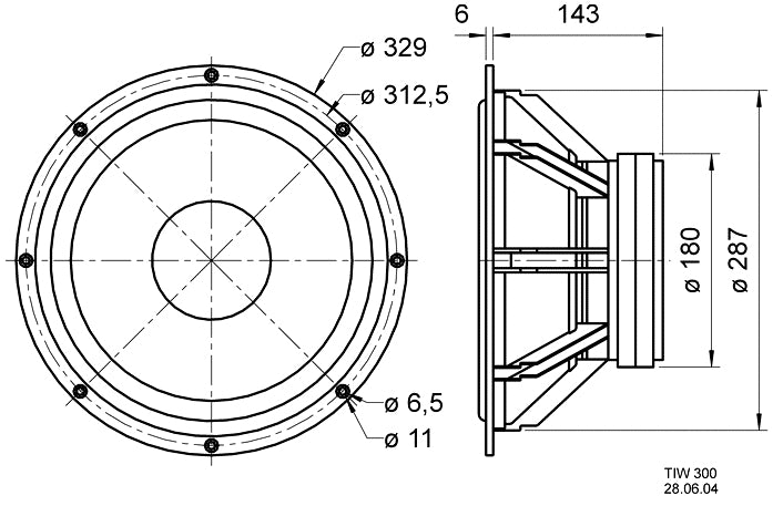 Visaton TIW 300 – Tieftöner, 12", 300 W, 8 Ohm, 90 dB, Einbau