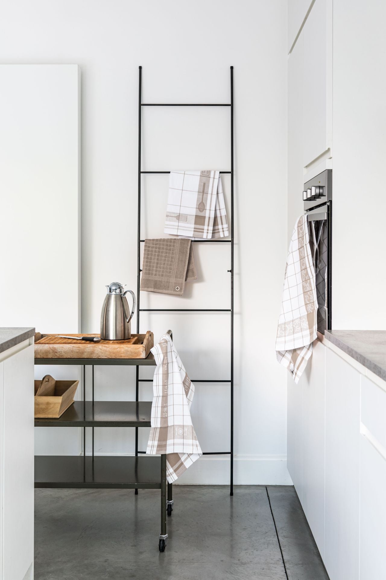 Tiseco Pharao – Geschirrtücher 3er-Set, 50 × 70 cm, Baumwolle, Taupe/Weiss