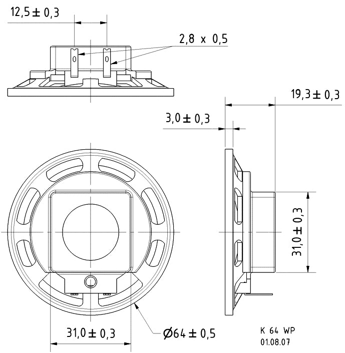 Visaton K 64 WP – Breitbandtreiber – 8 Ω, 2 W, Oval, Schwarz