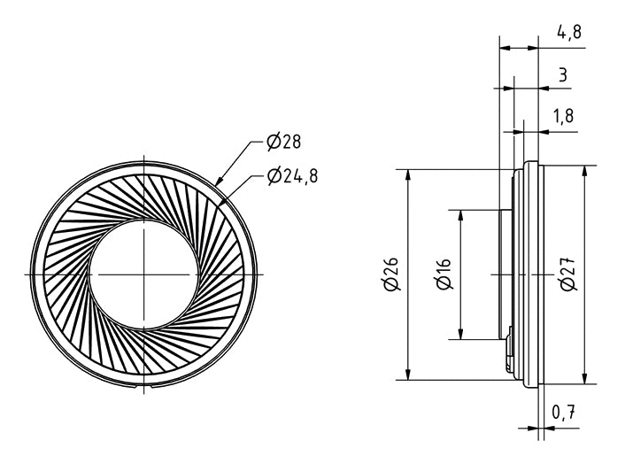 Visaton K 28 WP – Breitbandtreiber – 50 Ω, 1 W, Rund, Schwarz